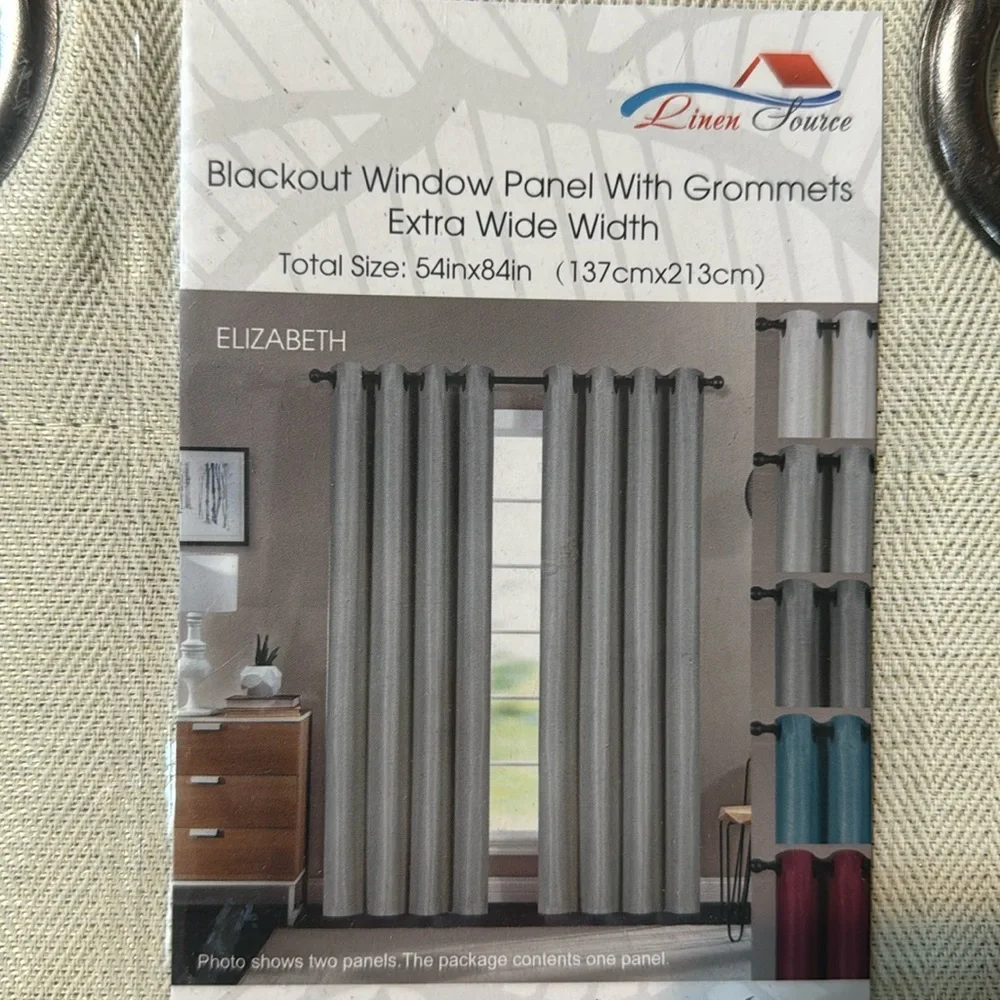 Elizabeth Ivory 1 blackout window panel with grommets extra wide
